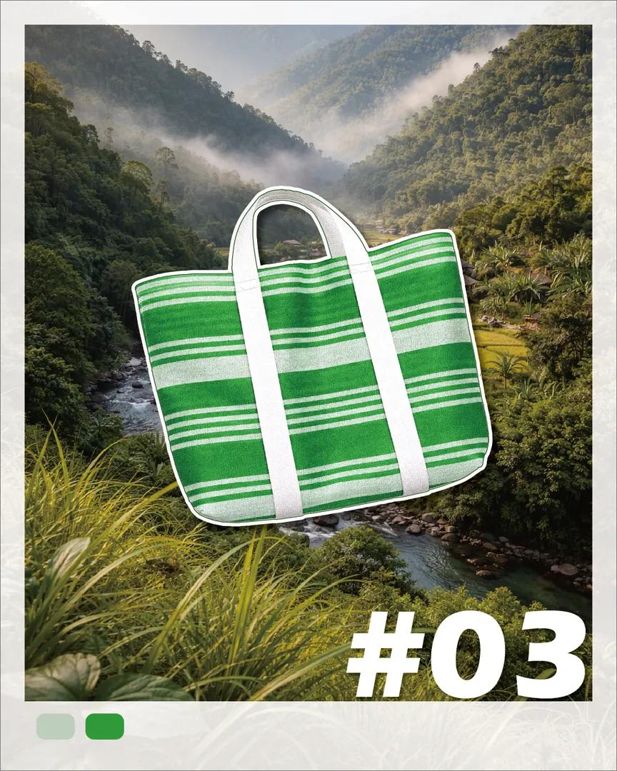 #03 色票：茄芷袋插畫，背景是起霧的山谷與溪流